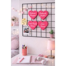 Dekor Atölye Kişiye Özel Şarkı Sözlü Kalp Magnet Seti – Pembe Dekoratif 4’lü Set