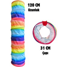 Normadia Renkli Kedi Oyun Tüneli 120 cm Katlanabilir Dayanıklı ve Kolay Temizlenir