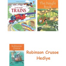 Bloomsbury Look Inside Trains + Robinson Crusoe + The Jungle Book Hediye