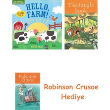 Bloomsbury Indestructibles: Hello, Farm!: Chew Proof · Rip Proof · Nontoxic · 100% Washable (Book For Babies, Newborn Books, Safe To Chew) + Robinson Crusoe + The Jungle Book Hediye