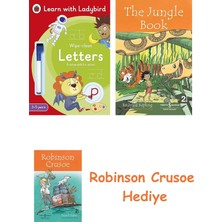 Bloomsbury Letters: A Learn With Ladybird Wipe-Clean Activity Book 3-5 Years: Ideal For Home Learning (Eyfs) + Robinson Crusoe + The Jungle Book Hediye