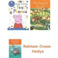 Bloomsbury Peppa Pig: Practise With Peppa: First Phonics: Sticker Activity Book + Robinson Crusoe + The Jungle Book Hediye
