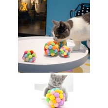 Normadia Renkli Ponponlu ve Çıngıraklı Kedi Oyun Topu Xxl (Tek Adet)