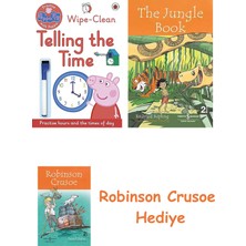 Bloomsbury Peppa Pig: Practise With Peppa: Wipe-Clean Telling The Time + Robinson Crusoe + The Jungle Book Hediye