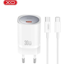 Xo CE20(EU) 30W GaN PD Süper Hızlı Şarj Adaptörü ve Type-C to Type-C Kablo Seti iPhone & Android Uyumlu