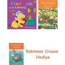 Bloomsbury Find Spot At The Library: A Lift-The-Flap Story + Robinson Crusoe + The Jungle Book Hediye