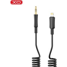 Xo NB-R255A Lightning to 3.5mm Aux Ses Kablosu Altın Uç Spiral Silikon iPhone Araç ve Hoparlör Uyumlu