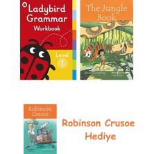 Bloomsbury Ladybird Grammar Workbook Level 1 + Robinson Crusoe + The Jungle Book Hediye