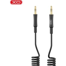 Xo NB-R255C 3.5mm Aux to Aux Ses Aktarım Kablosu Altın Uç Spiral Silikon Esnek Araç ve Hoparlör Uyumlu