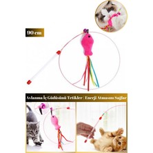 Normadia Renkli Kedi Olta Oyuncağı Çıngıraklı Iplik, Eğlence ve Hareketli Anlar