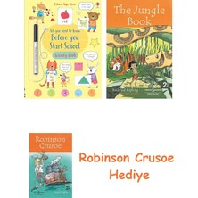 Bloomsbury Usborne - Wipe-Clean All You Need To Know Before You Start School Activity Book + Robinson Crusoe + The Jungle Book Hediye
