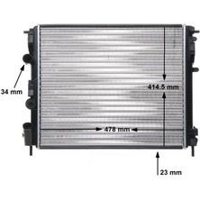 Mahle RADYATÖR CLIO 2-KANGOO -LOGAN-SOLENZA-1.5DCİ-1.4-1.6 165-1.9DTI AC MEK 480X415X34 8200343476