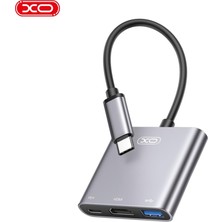 Xo HUB011 Type-C 3 in 1 Çoklayıcı USB 3.0 PD 100W Şarj 4K HDMI Görüntü Aktarım Docking Station