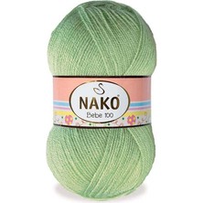 Nako Bebe 100 (5 Adet) 10262 Aloevera Yeşili Renk Bebek El Örgü Ipliği