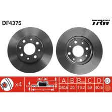 TRW On Fren Dıskı Fıat 500 2008 500C 2009 Panda 2012 Ford Ka 1.3 Tdci 2009 0.9-1.2-1.4-1.3dmtj 240.5 46788929 51742727