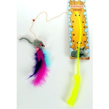 Normadia Tüylü Zilli Kedi Oyuncağı, Plastik Saplı, 50 Cm, Eğlenceli ve Çekici