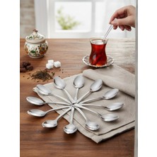First Snowflake 12'li Paslanmaz Çelik Çay Kaşığı Seti - Ay Yıldız Motifli Kararmaz Takım