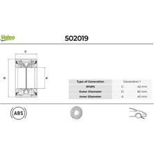 Valeo ON TEKER RULMANI KIT FOCUS 3 2011-2017 KUGA I-2 2008-2014 YENI CONNECT 2014 ABS LI 85411K018AB