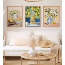 Voba Store 3 Parça Limon Temalı Mdf Tablo Seti