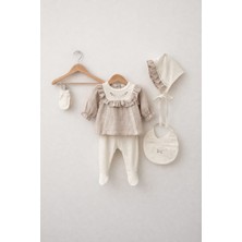 Müslin Çiçek Nakışlı Fırfırlı Kız Bebek Hastane Çıkış Zıbın Seti - Minicayzen