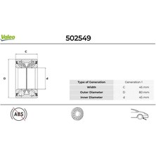 Valeo ON TEKERLEK RULMANI KIT VW CALIFORNIA 2.5 1998.20052003.04 701501287D 7D0498625