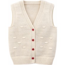 Mercan Kids Kız Çocuk Örgü Yelek Fasulye Desen