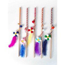 Normadia Renkli Ponpon Papatya Figürlü Kedi Oltası Seti, Eğlenceli ve Çekici Paket