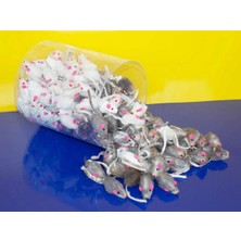 Normadia Beyaz ve Gri Renklerde 5 cm Oyuncak Fare Seti, 220 Adet, Eğlenceli ve Sevimli