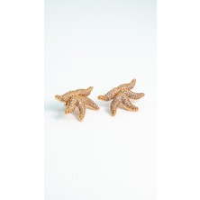 Gold Kaplama Taşlı Çelik Küpe