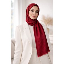 Sevimia Scarf G Desen Çift Taraflı Kaşmir Ipek Şal-Bordo