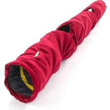 Normadia Katlanabilir Uzun Kadife Kedi Tüneli Kırmızı, Eğlenceli ve Rahat Oyun Alanı