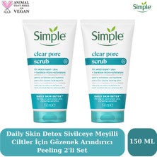 Simple Daily Skin Detox Yağlı Ciltler Siyah Nokta ve Tıkalı Gözenek Temizleyici Peeling 150 ml 2'li Set