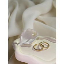 Ezgiarslanatalier Çelik Çift Halka Taşlı Küpe [küçük Boy]