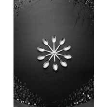 First Snowflake 12'li Paslanmaz Çelik Çay Kaşığı Seti - Sade Tasarım Kararmaz Parlak Takım
