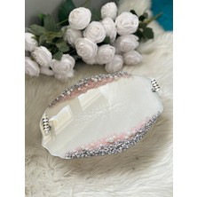 Epoksi Tepsi Pembe Taşlı Nişan Tepsisi