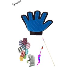 Normadia Eğlenceli Kedi ve Köpek Oyuncağı ile Tasma ve Tarama Eldiveni Seti