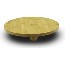 Go İthalat YUVARLAK=29CM   3 Mini Top Ayaklı  Ahşap Bambu Sunum Tahtası - Mini Sofra (5473)