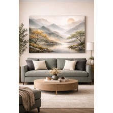 Artease Dekoratif Soyut Dağ ve Nehir Manzarası Kanvas Tablo