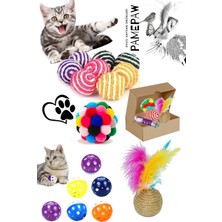 Normadia Renkli Tüylü Kedi Sürpriz Topları, Eğlenceli Çıngıraklı ve Ponpon Seti