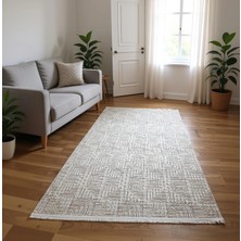 Bademli Halı Lüx Kaymaz Taban Dekoratif Halı 3064 Krem