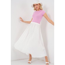 Queene Dreams Uzun Ayrobin Etek 8050 - Beyaz