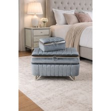 Çeyiz Sandığı Amortisörlü 2li Gri Cetvel Model