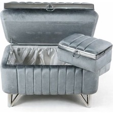 Çeyiz Sandığı Amortisörlü 2li Gri Cetvel Model