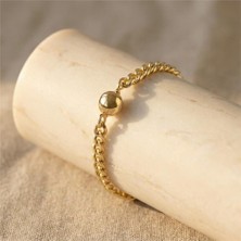 Zeino Hasır Örme Orta Toplu Bileklik - 14K Altın Kaplama - 17+3 cm