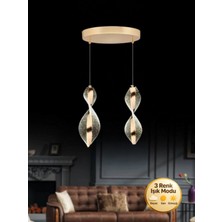 Litra Lighting Nuvola Model 2"li Gold 3 Renk Modu Modern Ledli Salon Mutfak Oturma Yatak Odası LED Avize