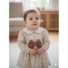 Çıtır Çiçek Desenli Fiyonklu Bebek Elbise