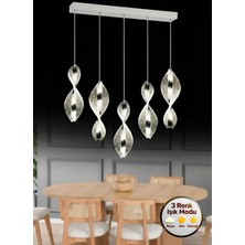 Litra Lighting Nuvola Model 5"li Gümüş 3 Renk Modu Yemek Masası Oturma Çocuk Yatak Odası Modern Ledli Avize