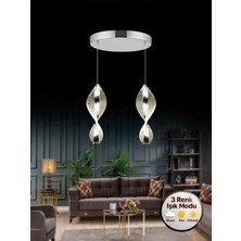 Litra Lighting Nuvola Model 2"li Gümüş 3 Renk Modu Modern Ledli Salon Mutfak Oturma Yatak Odası LED Avize