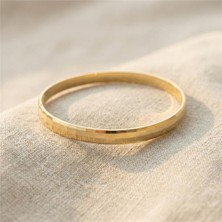 Kesme Desenli Kelepçe Bilezik - 14K Altın Rengi Kaplama, 6,5 cm Çap