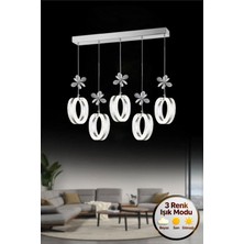 Litra Lighting Aurea Model 5"li Gümüş 3 Renk Modu Yemek Masası Oturma Çocuk Yatak Odası Modern Ledli Avize